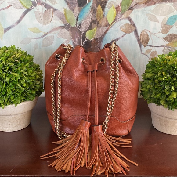 REBECCA MINKOFF "LEXI" BISCUIT BROWN BUCKET BAG 🌟EUC🌟 - Picture 4 of 17